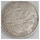 1893 Columbus 1/2  Dollar Silver, in VG Condition