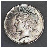 1923 Peace Dollar $1, AU Nice with Tone Mark