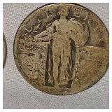 3 Silver 25c, Barberr, Liberty, Washington