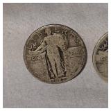 3 Standing Liberty 25c=1927,1926, Smooth