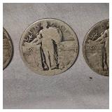 3 Standing Liberty 25c=1927,1926, Smooth