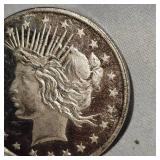 Peace Silver Trade Unit, 1 Troy Ounce Silver, Toning, Very Nice
