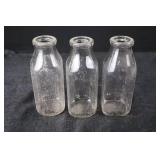 Glass Bottles - Clear, Vintage Milk or Medicine Bottles, Set of 3