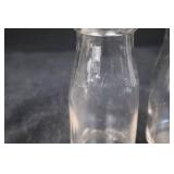 Milk Bottle Pair - Clear Glass, Embossed Text