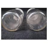 Milk Bottle Pair - Clear Glass, Embossed Text