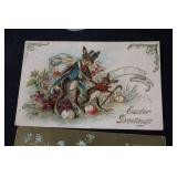Chick Figurine & Vintage Easter Postcards