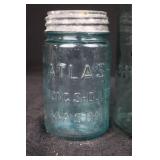 Antique Mason Jars Set - Atlas Strong Shoulder Mason & Ball Ideal Patent 1908