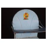 Vintage Metal High Chair - Light Blue with Bunny Graphic