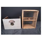 Live-Trap Set - Wooden Box with Circular Entry Hole & Wire-Mesh Cage