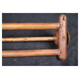 Antique Wooden Double-Dowel Wall Rack - End Mounts w/ Holes