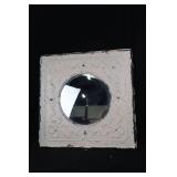 Decorative Tile Mirror - White Embossed Ceramic Frame with Round Mirror