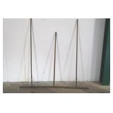 Farm Harrow Rake - Vintage Wood Handles, 3-Tine Bars