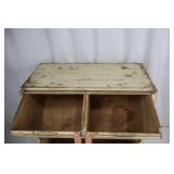 Cabinet - Distressed Cream Finish Wood, 4-Panel Front (Two Doors & Two Drawers)