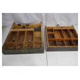 Vintage Wooden Compartment Organizer - 2-Box Set with Wire Dividers
