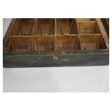 Vintage Wooden Compartment Organizer - 2-Box Set with Wire Dividers