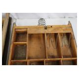 Vintage Wooden Compartment Organizer - 2-Box Set with Wire Dividers