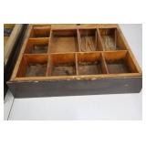 Vintage Wooden Compartment Organizer - 2-Box Set with Wire Dividers