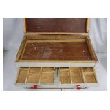 Jewelry Box Cabinet - White Painted Wood with Red Knobs