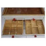 Jewelry Box Cabinet - White Painted Wood with Red Knobs