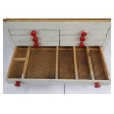 Jewelry Box Cabinet - White Painted Wood with Red Knobs