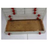 Jewelry Box Cabinet - White Painted Wood with Red Knobs