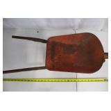 Wheelbarrow - Vintage Metal, Orange-Painted, Single Wheel
