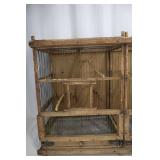 Vintage Bird Cage - Wooden, Double Compartments with Wire Mesh