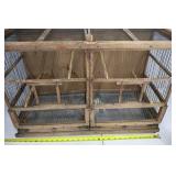 Vintage Bird Cage - Wooden, Double Compartments with Wire Mesh