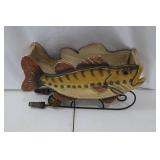 Wooden Fish Lamp - Hand-Painted Folk Art
