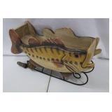 Wooden Fish Lamp - Hand-Painted Folk Art