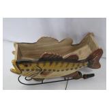 Wooden Fish Lamp - Hand-Painted Folk Art