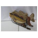 Wooden Fish Lamp - Hand-Painted Folk Art