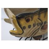 Wooden Fish Lamp - Hand-Painted Folk Art