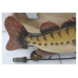 Wooden Fish Lamp - Hand-Painted Folk Art
