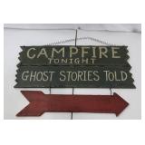 Wood Sign - Campfire Tonight & Ghost Stories Told