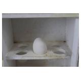 Miniature Chicken-Egg Cabinet - White Wood With Chicken Wire Door