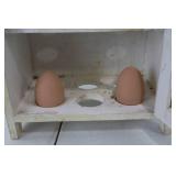 Miniature Chicken-Egg Cabinet - White Wood With Chicken Wire Door
