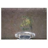 Fishing tackle box & rusted chest - Vintage green tackle box with lures