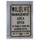 Wildlife Management Area Sign - Minnesota Conservation Dept.