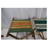 Folding Stools - Wooden Frames with Striped Fabric Seats
