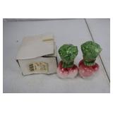 Radish Salt & Pepper Shakers - Ceramic Green Tops Pink-White Roots
