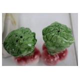 Radish Salt & Pepper Shakers - Ceramic Green Tops Pink-White Roots