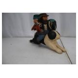 Wooden Folk Art Figure - Hunter on Rabbit with Herb Basket