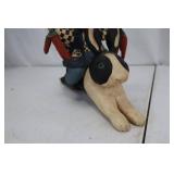 Wooden Folk Art Figure - Hunter on Rabbit with Herb Basket