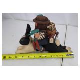 Wooden Folk Art Figure - Hunter on Rabbit with Herb Basket