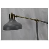 Desk Lamp - Adjustable Arm with Brass Hardware & Gray Shade