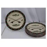 Dinner Plates - Woolrich The Hadley Collection, 8.5-Inch, Fishing Motif (Set of 8)
