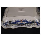 Serving Dish with Lid - Majolica Floral Pattern (Blue/Yellow)
