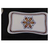Serving Dish with Lid - Majolica Floral Pattern (Blue/Yellow)