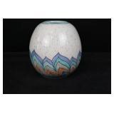 Ceramic Vase - Zigzag Teal Blue Orange Pattern